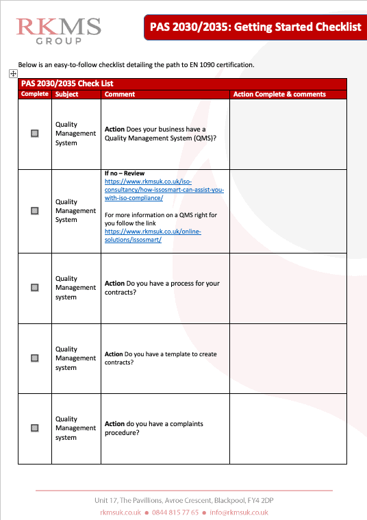 PAS 2030/PAS 2035 Checklist