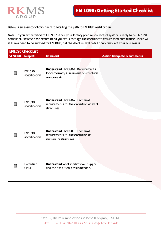 EN 1090 Checklist